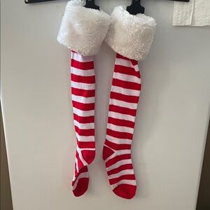 Red and White Striped Kids Costume Socks